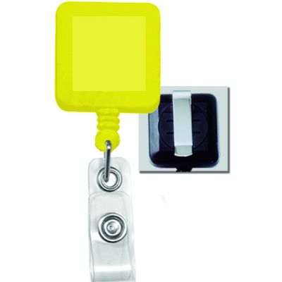 Yellow Square Badge Reel / Clear Strap / Spring Clip (2120-5709)