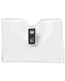 Horizontal Top Loading Clear Vinyl Badge Holder with 2-Hole Clip