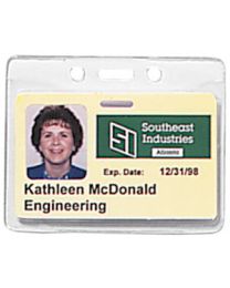 Horizontal Top Loading Clear Vinyl Badge Holder with Chain Holes