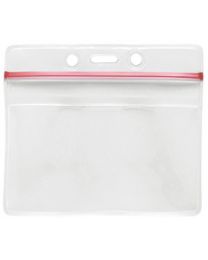 Horizontal Top Loading All-Weather Resealable Clear Vinyl Badge Holder with Chain Holes
