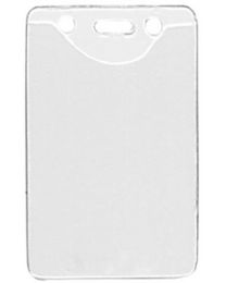 Vertical Top Loading Clear Vinyl Badge Holder with Chain Holes