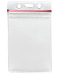 Vertical Top Loading All-Weather Resealable Clear Vinyl Badge Holder with Chain Holes