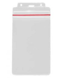 Vertical Top Loading All-Weather Resealable Clear Vinyl Badge Holder with Chain Holes