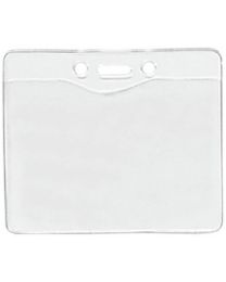 Horizontal Top Loading Clear Vinyl Badge Holder with Chain Holes