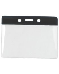 Black Horizontal Top Loading Color Bar Vinyl Badge Holder with Chain Holes