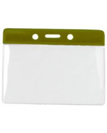 Brown Horizontal Top Loading Color Bar Vinyl Badge Holder with Chain Holes