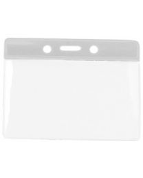White Horizontal Top Loading Color Bar Vinyl Badge Holder with Chain Holes