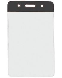 Black Vertical Top Loading Color Bar Vinyl Badge Holder with Chain Holes
