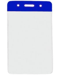 Blue Vertical Top Loading Color Bar Vinyl Badge Holder with Chain Holes