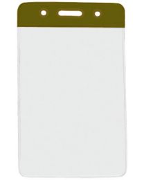 Brown Vertical Top Loading Color Bar Vinyl Badge Holder with Chain Holes
