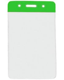 Green Vertical Top Loading Color Bar Vinyl Badge Holder with Chain Holes