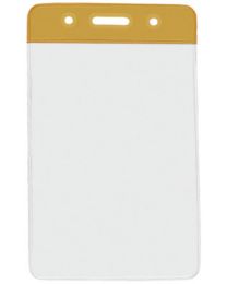 Tan Vertical Top Loading Color Bar Vinyl Badge Holder with Chain Holes