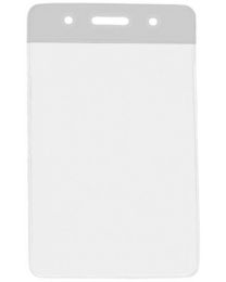 White Vertical Top Loading Color Bar Vinyl Badge Holder with Chain Holes