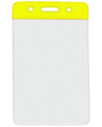 Yellow Vertical Top Loading Color Bar Vinyl Badge Holder with Chain Holes