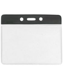 Black Horizontal Top Loading Color Bar Vinyl Badge Holder with Chain Holes
