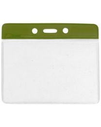 Brown Horizontal Top Loading Color Bar Vinyl Badge Holder with Chain Holes
