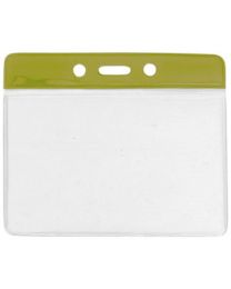 Tan Horizontal Top Loading Color Bar Vinyl Badge Holder with Chain Holes