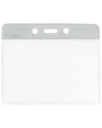 White Horizontal Top Loading Color Bar Vinyl Badge Holder with Chain Holes