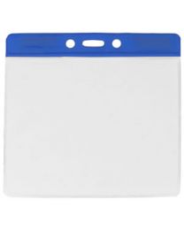 Blue Horizontal Top Loading Extra Large Color Bar Vinyl Badge Holder with Chain Holes