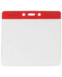 Red Horizontal Top Loading Extra Large Color Bar Vinyl Badge Holder with Chain Holes