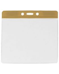 Tan Horizontal Top Loading Extra Large Color Bar Vinyl Badge Holder with Chain Holes