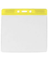 Yellow Horizontal Top Loading Extra Large Color Bar Vinyl Badge Holder with Chain Holes