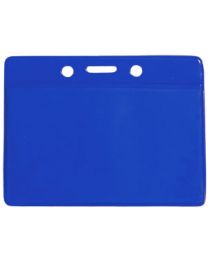 Blue Horizontal Top Loading Color-Back Vinyl Badge Holder with Chain Holes