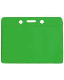 Green Horizontal Top Loading Color-Back Vinyl Badge Holder with Chain Holes