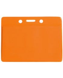 Orange Horizontal Top Loading Color-Back Vinyl Badge Holder with Chain Holes