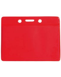 Red Horizontal Top Loading Color-Back Vinyl Badge Holder with Chain Holes