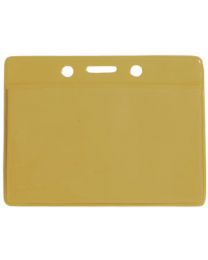 Tan Horizontal Top Loading Color-Back Vinyl Badge Holder with Chain Holes