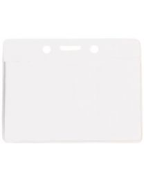 White Horizontal Top Loading Color-Back Vinyl Badge Holder with Chain Holes