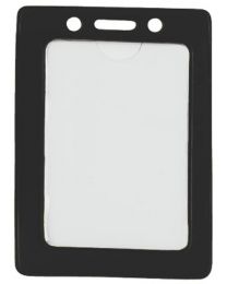Black Vertical Top Loading Color-Frame Vinyl Badge Holder with Chain Holes