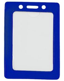 Blue Vertical Top Loading Color-Frame Vinyl Badge Holder with Chain Holes