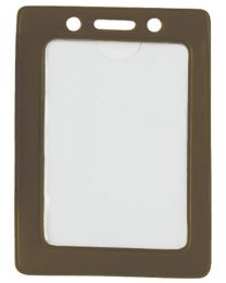 Brown Vertical Top Loading Color-Frame Vinyl Badge Holder with Chain Holes