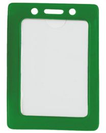 Green Vertical Top Loading Color-Frame Vinyl Badge Holder with Chain Holes