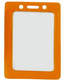 Orange Vertical Top Loading Color-Frame Vinyl Badge Holder with Chain Holes