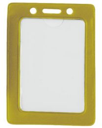 Tan Vertical Top Loading Color-Frame Vinyl Badge Holder with Chain Holes