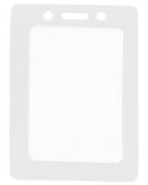 White Vertical Top Loading Color-Frame Vinyl Badge Holder with Chain Holes