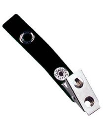 2-Hole Badge Clip with a Solid Colored Strap Black