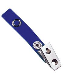 2-Hole Badge Clip with a Solid Colored Strap Blue
