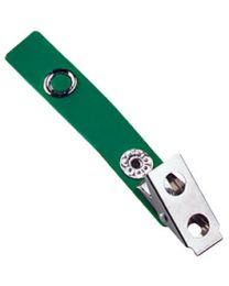 2-Hole Badge Clip with a Solid Colored Strap Green