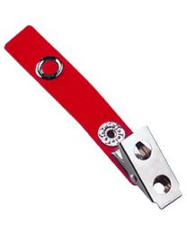 2-Hole Badge Clip with a Solid Colored Strap Red