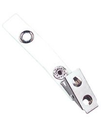 2-Hole Badge Clip with a Solid Colored Strap White