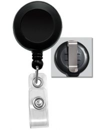 Black Badge Reel with a Clear Strap and Belt Clip Attachment