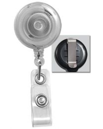 Translucent Clear Badge Reel with a Clear Strap and Belt Clip Attachment