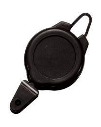 Black Sports Badge Reel with a Flexible Hook and Snap Attachment 