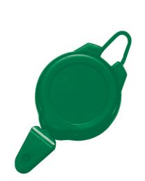 Green Sports Badge Reel with a Flexible Hook and Snap Attachment 