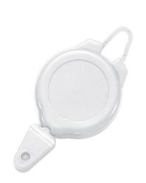 White Sports Badge Reel with a Flexible Hook and Snap Attachment 