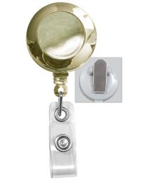 Gold Badge Reel with a Clear Strap and Spring Clip Attachment